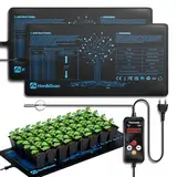 Hon&Guan 55Wx2 Effiziente Warmhalten Heizmatte Pflanzen mit Thermostat, Heizkissen Wärmematte Set für Sämling Germination Haustiere Reptilien Wärmer Bett Matte 25x53CM, IP67, 2 Mat mit 1 Controller