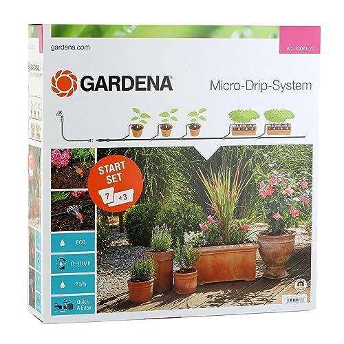 Gardena Start Set Pflanztöpfe M: Praktisches Micro-Drip-System Starterset für 7 Topfpflanzen und 3 Pflanztröge, wassersparende Bewässerung (13001-20)