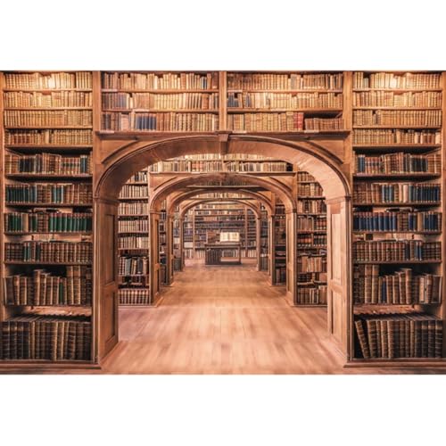 Xiaoterna 3x2,5m Jahrgang Bücherregal Bibliothek Studienhintergrund Rustikales Holzregal Hintergrund Retro Bücherregal Fotografie Hintergrund Lehrer Student Studie Videoaufnahme Foto Requisiten