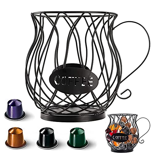 Kaffeekapselkorb, Kaffeekapseln Aufbewahrung, Kaffee Pod Halter Korb, Kaffee Kapsel Lagerung Korb, Kaffee Dispenser, Kaffeekorb, Grosses Fassungsvermögen für Kaffeekapseln, Früchten (Klein)