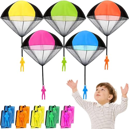 Jiosdo Fallschirm Spielzeug Kinder, 10 Stück Fallschirmspringer Outdoor Spiele, Wurfspiel, Kleine Geschenke, Give Aways Mitgebsel Kindergeburtstag Gastgeschenke, Gartenspielzeug für Draußen