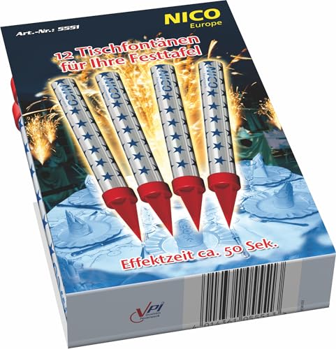 BF Souvenirs 12er-Set Zaubersterne Nico® Zimmerfontänen Ice-Fontänene Tischfeuerwerk Tortenfontäne Eissterne Partyfontäne Kuchen Deko - 50 sek. Brenndauer