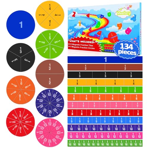 Meetory 134 Stück Magnetic Fraction Tiles Bruchrechenkreise, Rechnen Lernen, Bruchrechenteile Math Manipulatives, Einschulungsgeschenke for Preschool Elementary School Bildungsressourcen Bildungskit