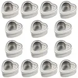 Goodma 14 Stück 60ml Leere, herzförmige, silberne Metalldosen mit klarem Fenster für Kerzenherstellung, Süßigkeiten, Geschenke und Schätze