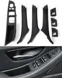 7-teiliges Türgriff-Set für BMW 5er F10 F11 520 530, Fensterschalter-Armlehne auf der Fahrerseite + Beifahrertür-Zuggriff + Fensterschalter-Abdeckungen für 523 525 528 535 (2010–2016)–Schwarz