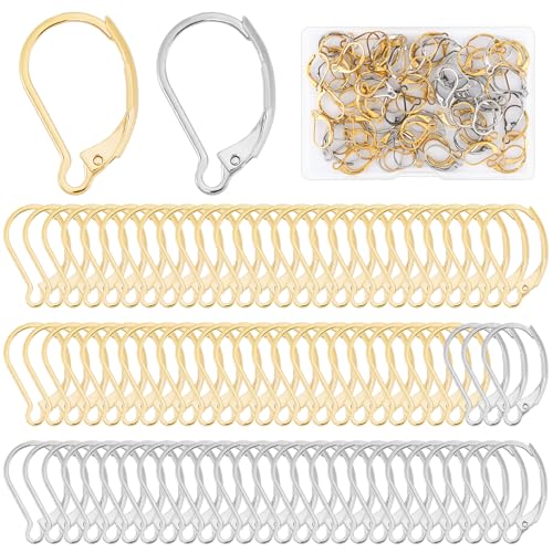 80 Stück Ohrhaken, Geschlossen Ohrring Haken, Edelstahl Ohrringe Haken mit Offener Schleife, Ohrringe Basteln für DIY Ohrring Schmuck Herstellung