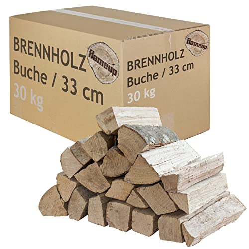 Brennholz Buche 33 cm Kaminholz Holz Auswahl 5-500 kg Für Ofen und Kamin Kaminofen Feuerschale Grill Feuerholz Buchenholz Holzscheite Wood Flameup, Menge:30 kg