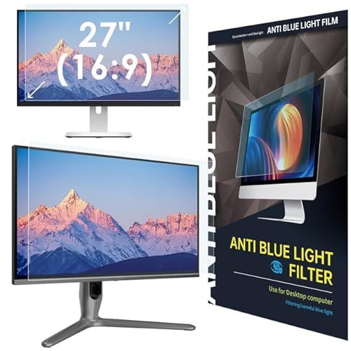 LAMA Anti Blaulichtfilter Schutzfolie für 27 Zoll Monitor, Sichtschutzfolie Blaulicht blockierende Displayschutzfolie, Anti Blue Screen Protector Augenschutz, Blendschutzfolie 16:9 (598 * 337mm)