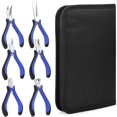 WPPQWP Mini-Zangenset 6tlg, Inkl. Nadelzange, Spitzzange gebogen, Rundzange, Spitzzange, Vornschneider, Kombizange, Für Handwerk, Elektronikreparatur