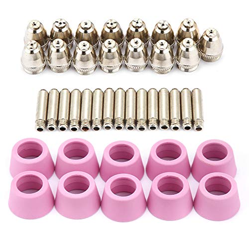 40 Stück/Set AG60 SG55 Plasmaschneider Schneidbrenner Elektroden Düsen Cups Kit Plasmaschneider Zubehör Stahlwerk Plasmaschneider Zubehör, für SG55, AG-60 Brenner, CUT60, LGK60, P-60