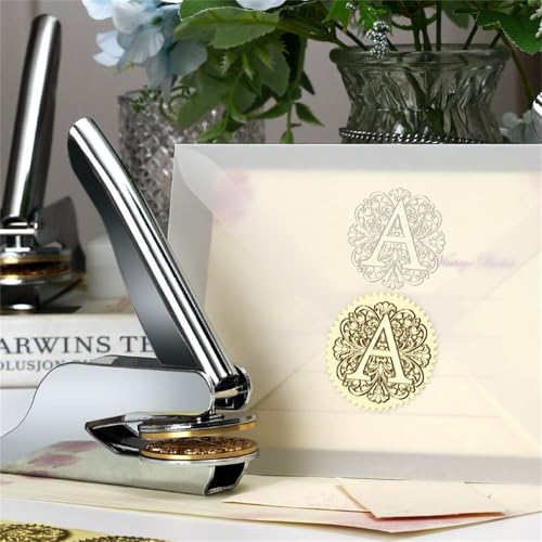 Prägestempel Personalisiert Book Stamp mit eigenem Design, Buchpräger Selbstgestalten Buchstempel Book Embosser für Bibliothek Hochzeitseinladung Notarsiegel Umschläge Exlibris für Bücherliebhaber