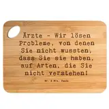 Mr. & Mrs. Panda Bambus - Schneidebrett Spruch Arzt Probleme Lösen - Geschenk, unverständlich, Mediziner, Klinikarzt, Wertschätzung, Hingabe,