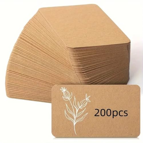 Braunes Kraftpapier Karten, 200 Stück 300g/m²,9cm x 5.2cm, Kraftpapier Karten Memory Wort Karten Mitteilungs Karte für Graffiti Nachricht Geschenkanhänger Schule Home Büro