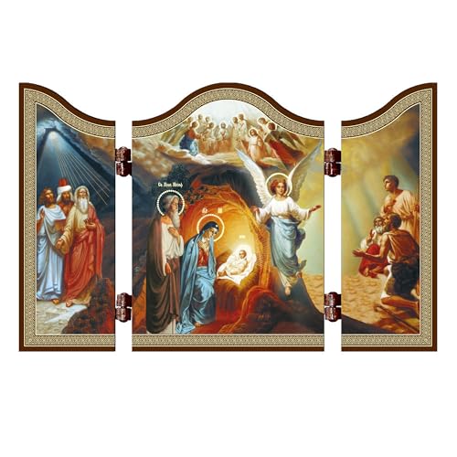 NKlaus - Geburt Jesu Christi Ikone-Triptychon - Christliche Weihnachtsikone - Klappikone zur Andacht oder als Geschenk - Rozhdestvo Hristovo - 1432