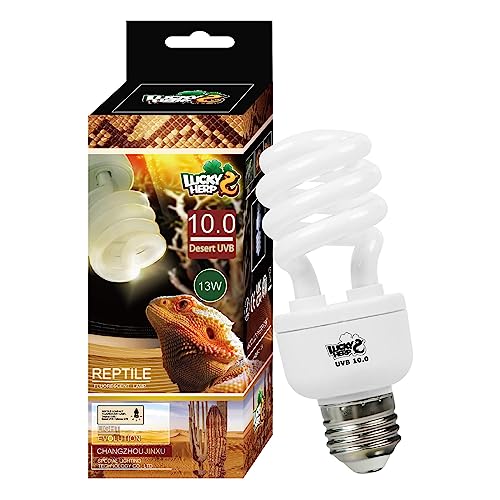 LUCKY HERP UVB Lampe Terrarium, Reptilien Lampe UVA UVB 10.0, E27 Kompakte UVB Lampe 13W, Terrarium UVA UVB Lampe für Bartagamen, Schildkröten, Schlangen, Eidechsen， Reptilien und Amphibien