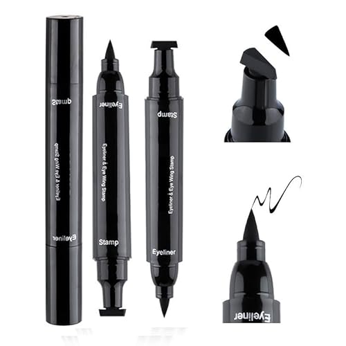 Eyeliner Wasserfest, 2 Stück Schnell Trocknender Eyeliner Stempel Schwarz, Langanhaltend Pigmentiert, für den idealen Lidstrich Ein, Einfaches Katzenaugen Makeup Tool (Große+Kleine)