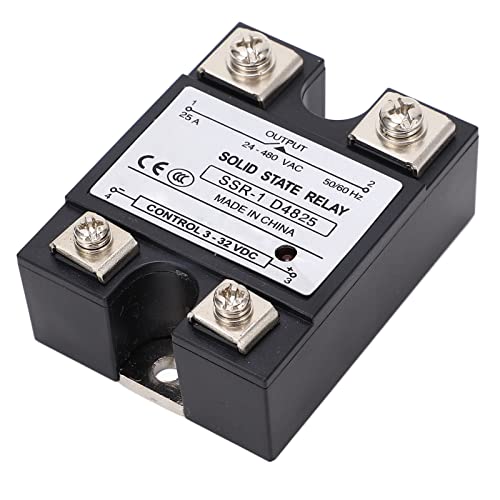 Halbleiterrelais, Gleichstrom-zu-Wechselstrom-Halbleiterrelais, ABS-Schnellschalter Antivibrationsflammhemmendes SSR-Modul 25 A 24-480 VAC für industrielle Automatisierung,