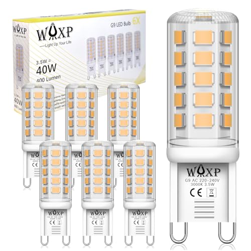 WAXP G9 LED Lampe Warmweiß 3.5W, 400 Lumen, 6er-Pack - Warmweißes LED Leuchtmittel, Entspricht 40W Halogenlampe, Nicht Dimmbar, Ideal für Innenbeleuchtung in Küchen, Wohnzimmern, Büros uvm.