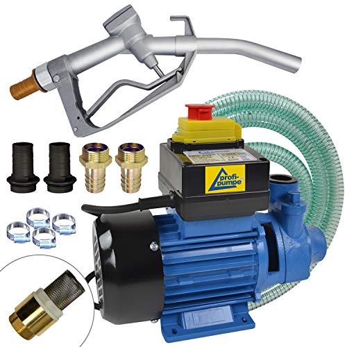 Dieselpumpe Ölpumpe Heizölpumpe Biodiesel Profi-600, 230V Elektro FASS-Pumpe mit Schlauch, Aluminium Zapfpistole und QUALITATIV-HOCHWERTIGEM Zubehör (Messing-RV) f. IHRE Private TANKSTELLE