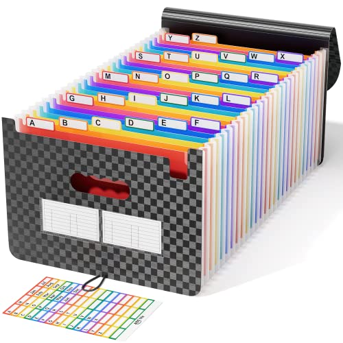 ABC life Dokumentenmappe A4/Ordner A4, 26 Taschen Erweitern Dateiordner Große Raum Fächermappe Datei Organizer Aktenordner Box Akkordeon Ordner Tragbar Sortiermappe für Zuhause oder Büro Dokumente
