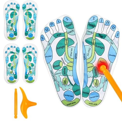 2 Paar Reflexzonen Socken Acupressure Socks, Fußreflexzonen Socken mit Massagestab, Akupressur Socken für die Einfache Fußreflexzonenmassage Zuhause, Reflexology Socks für Damen und Herren