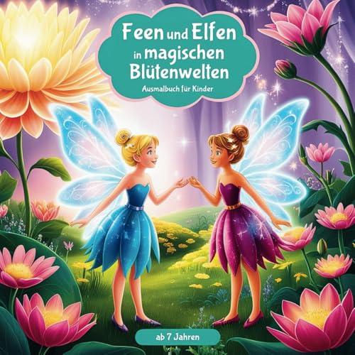 Feen und Elfen in magischen Blütenwelten: Ausmalbuch für Kinder ab 7 Jahren mit 50 zauberhaften Ausmalbildern