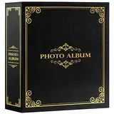 Lanpn Fotoalbum 10x15 600, Traditionell Großes XXL Kunstleder Einstecken Einsteckalbum für Hoch und Querformat Fotos Bilder Schwarz