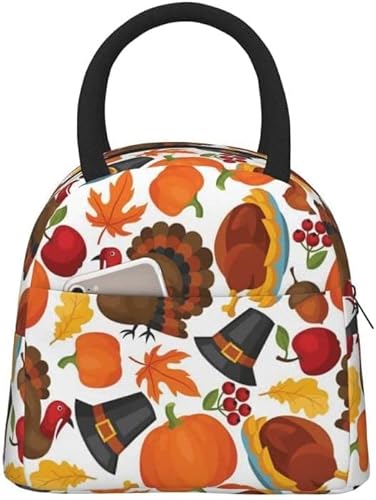 Happy Thanksgiving Day Ferienobjekte. Isolierte Lunchtasche, wasserdicht, auslaufsicher, wiederverwendbar, tragbar, süße Lunchbox für Büro, Arbeit, Büro, Picknick im Freien, Teenager, Mädchen, Fraue