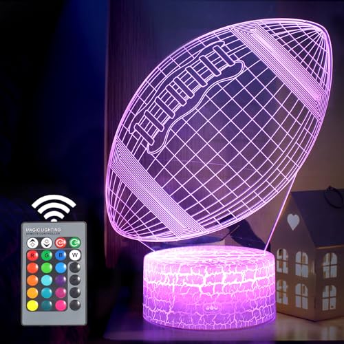 Rugby geschenke für jungen, 3D Nachtlicht, LED Illusion Lampe, Stimmungslichter mit Touch & Fernbedienung, 16 Farben Wechselnd Dekoration Nachttischlampen, Geschenke für jungen Mädchen Männer Kinder