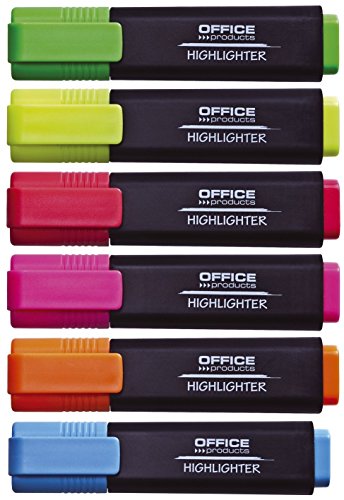 OFFICER PRODUCTS PRODUCTS Textmarker Leuchtend 6er Pack Farbe: Gelb, Oragne, Rosa, Grün, Rot, Blau/Highlighter Textliner Die Ungiftige Tinte, Keilspitze Leuchtfarben Hohe Qualität/ Strichstärke 1-5mm 17055219-99