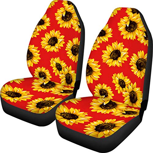 Coloranimal Lustige Sonnenblume Sitzbezug für Autos Auto Frauen Männer Protector Sitze Fall Haustier Kissen Lieferant Innenzubehör Universal Fit Meisten Auto, SUV Van LKW Fahrzeug Set von 2