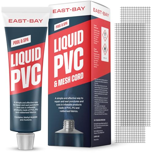 East Bay Flüssiges Hochleistungs-Vinyl-Reparaturpflaster mit verstärkender Netzkordel | Vinyl-Reparaturklebstoff Dichtungsmasse - Für Schlauchboote, Kajaks, Luftmatratzen, Zelte, Schwimmbäder (30ml)