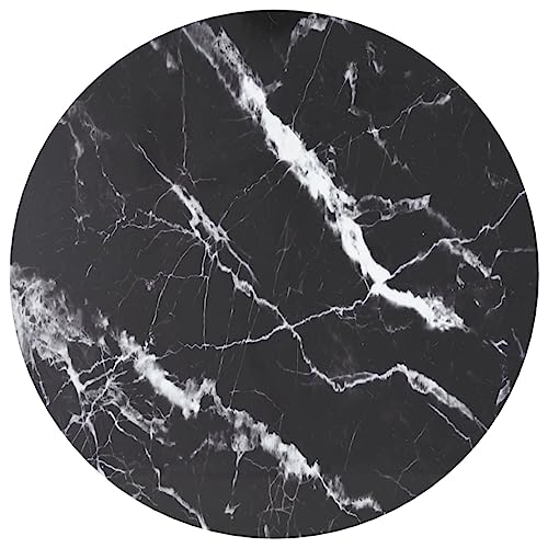 Myheimly Tischplatte Ersatztischplatte Marmorplatte Glasplatte für Esstisch Couchtisch Gartentisch Hartglas in Marmoroptik Schwarz und Weiß,Ø 60 cm
