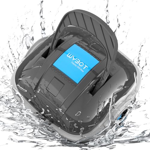 WYBOT Poolroboter Akku für 100 Mins Betriebsdauer, Poolsauger Elektrisch Auto-Parken, Starke Saugkraft, Zwei Wasserzuläufe, Automatischer Poolreiniger für Pool bis 80m²