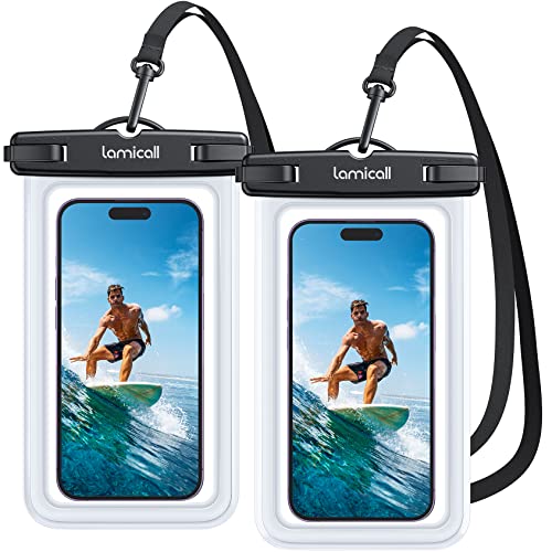 Lamicall wasserdichte Handyhülle, Unterwasser Handytasche - [2 Stück] IPX8 Wasserfeste Hülle für Schwimmen, Waterproof Phone Case für iPhone 16 15 14 13 12 Pro Max, Samsung, Smartphone bis zu 7 Zoll