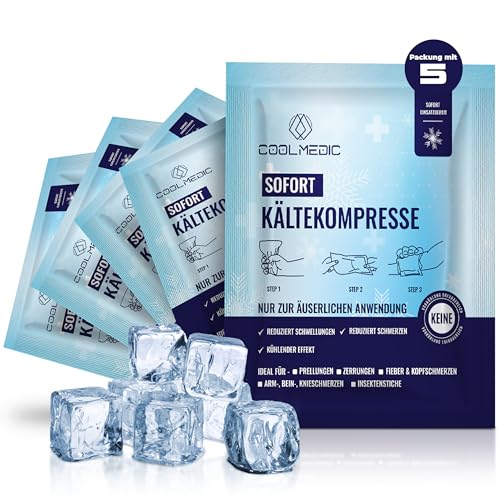 COOLMEDIC Sofort Kältekompresse zum Knicken (5 Stück) | Sofortiges Kühlen, Lange Kühldauer, Universell | Einmal Kühlpack Kühlpads Kühlpacks Kälte Sofort Kompresse für Sport Erste Hilfe uvm.