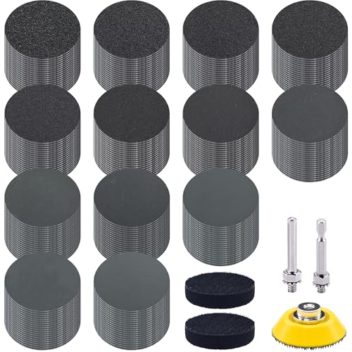 SIQUK 260 Stück Schleifscheiben Klett 50mm mit 1/4 Zoll Schaft Nasse Trockene Schleifpapier Runde Schleifpads Körnung 60-5000 Sandpapier für Auto Polieren Holz Metall