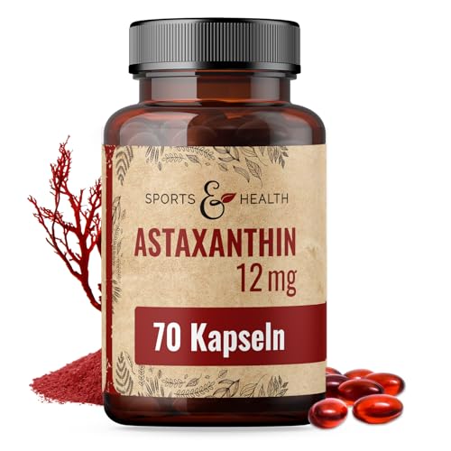 Astaxanthin 12 mg Depot Softgel Kapseln mit Oxidationsschutz - 4 Monatsvorrat - Gel Caps - Mit Vitamin E (70 Kapseln)