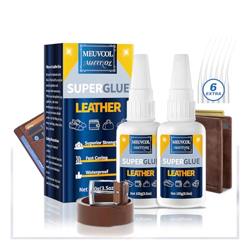 Meuvcol Lederkleber Extra Stark 100g, Wasserfest Super Kleber Für Leder, Kunstleder Kleber Für Sofa, Pu leder Lede, Jacke, Geldbörse, Kunstleder,Gürtel und Schuhe,Lederkleber Reparatur Echtleder