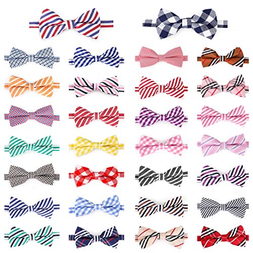 Segarty Hunde-Schleifen, 30 Stück Hunde-Fliegen mit verstellbarem Halsband, kariert, für kleine, mittelgroße Mädchen, Jungen, Hunde, Welpen, Katzen, Haustier-Urlaub, Geburtstag, Party, Kostüm-Zubehör