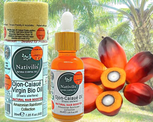 Nativilis Ojon Oil Caiaue Elaeis oleifera NATURAL HAIR SKIN BOOSTER Natives Öl revitalisiert geschädigte Follikel Hilft beim Volumenaufbau und vermeidet Kräuselungen Lässt sich gut mit Copaiba mischen
