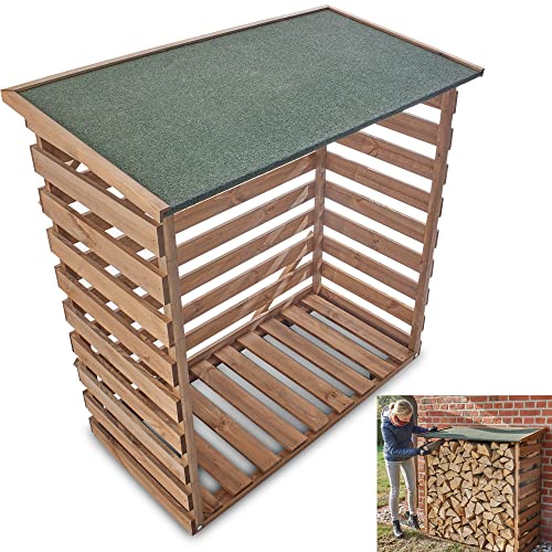 zooprinz Wetterfestes aussen Brennholzregal aus lasiertem Holz – kaminholzregal - Holzunterstand für Kaminholz mit großem Fassungsvermögen – Perfekte Holzstapelhilfe/Feuerholzregal für draussen