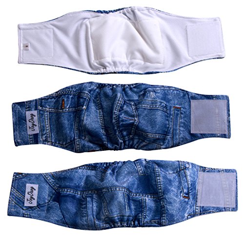 JoyDaog Jean Bauchband für kleine Hunde, wiederverwendbar, Größe S, 3 Stück