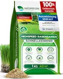 Rasensamen schnellkeimend Frühjahr 1kg 40qm - TEST SEHR GUT - Schnell wachsende Rasen Nachsaat Made in Germany - Premium Grassamen schnellkeimend - Rasensaat für sattgrünen Traumrasen
