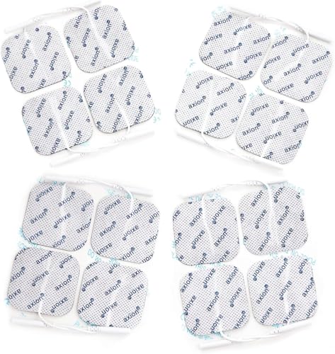 16 TENS-EMS Elektroden 4x4 cm - Wiederverwendbare Klebe-Elektroden-Pads für Elektrostimulatoren - im Vorratspack - Ideal für nahezu alle Körperbereiche - Zert. Medizinprodukt - axion