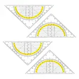 HZXINYI 4 Stück Geometrie Dreieck - 15.5cm Zeichendreieck Winkelmesser Kunststoff Geodreieck Transparent Flexibel Geodreieck Zeichendreieck Geeignet für Büro Studenten Designer
