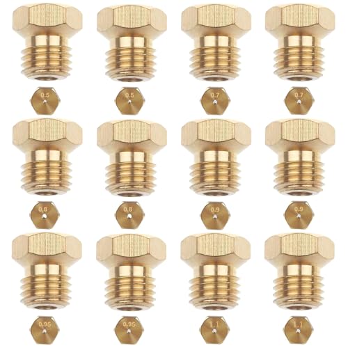 Gasdüsen für Gasgrill, Gasherd Düsen für Propangas Butangas Düsen für LPG-Kochfelder Messing Düsen, 2×0.5mm, 2×0.7mm, 2×0.8mm, 2×0.9mm, 2×0.95mm, 2×1.1mm, Gas Nozzles, Gaskochfeld Ersatzdüse Gasdüse