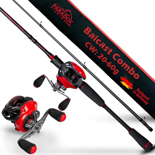 Paradox Fishing PX Hyper Baitcast Combo 2,10m I 20-60g I mit Hyper Cast Baitcast Rolle I Baitcast Rute Hecht – Baitcaster Combo