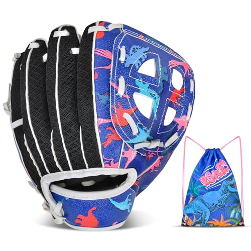 OlyPegic Baseballhandschuh für Kinder - Premium Synthetikleder mit Einlauf-Technologie | Verstärkte PU-Handfläche | Atmungsaktives Mesh-Rücken | Luxus-Plüschfutter | Für Tee Ball & Jugendliga