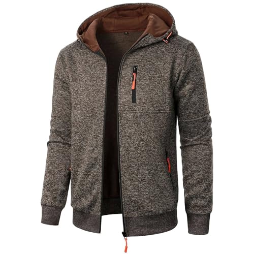 Herren Übergangsjacke Langarm Übergangsjacke Übergangsjacke Herren Herbst Jacket Vintage Collegejacke Wanderjacke Angebote Des Tages Heute Wintermantel Revers Langarm-Taschenhemd Jacke（1-Coffee，L）